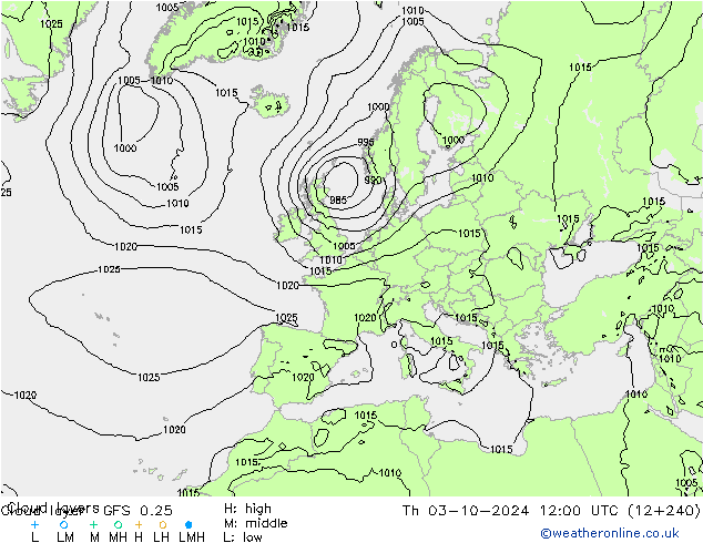 Cloud layer GFS 0.25  03.10.2024 12 UTC