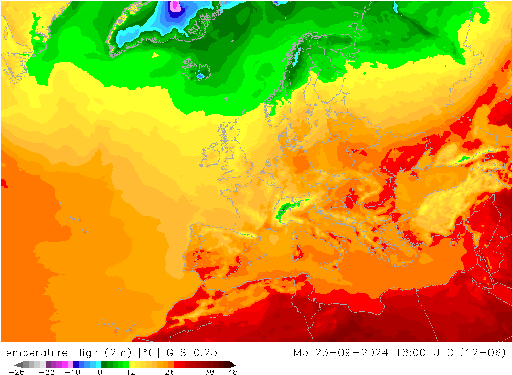 Max.  (2m) GFS 0.25  23.09.2024 18 UTC