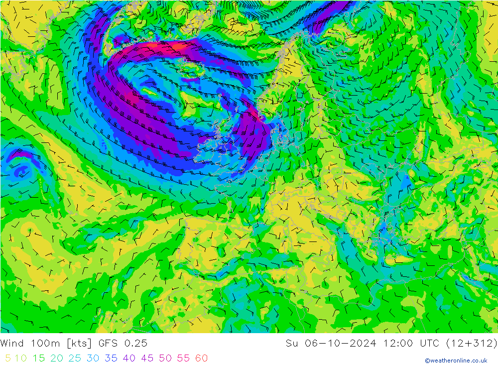  100m GFS 0.25  06.10.2024 12 UTC