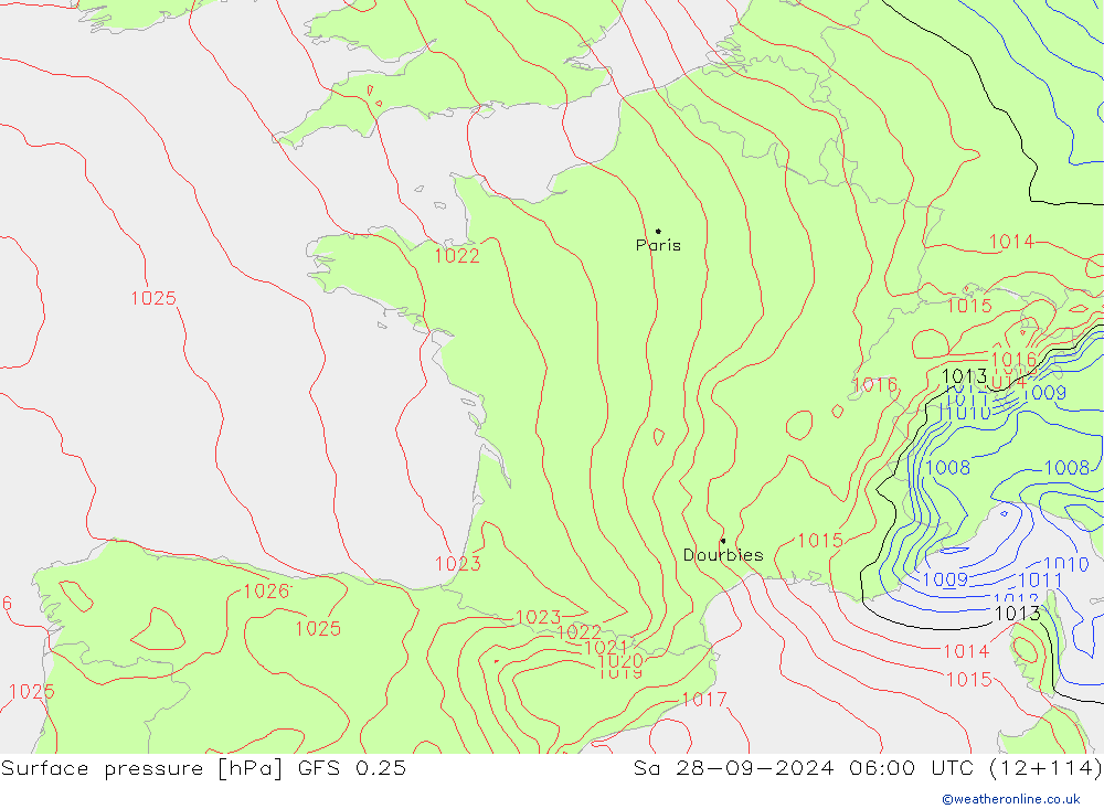 GFS 0.25: Sa 28.09.2024 06 UTC