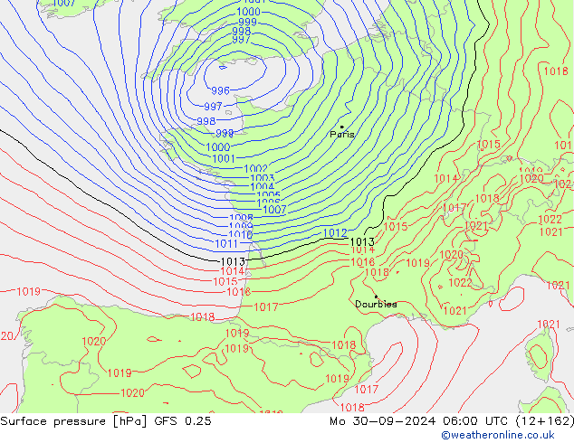 GFS 0.25: Mo 30.09.2024 06 UTC