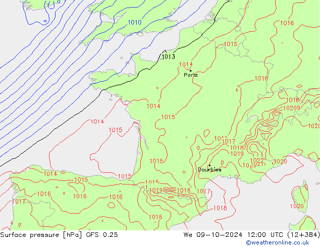 GFS 0.25: We 09.10.2024 12 UTC