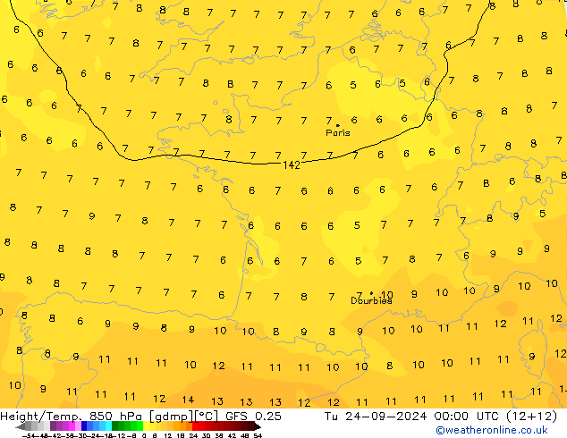 Z500/Rain (+SLP)/Z850 GFS 0.25 Di 24.09.2024 00 UTC