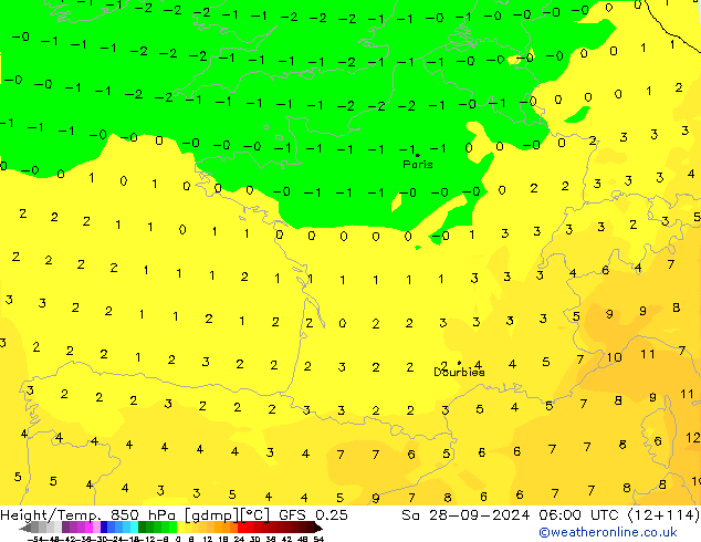 Z500/Rain (+SLP)/Z850 GFS 0.25 sáb 28.09.2024 06 UTC