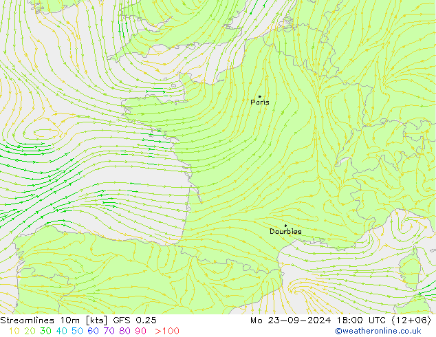 Stromlinien 10m GFS 0.25 Mo 23.09.2024 18 UTC