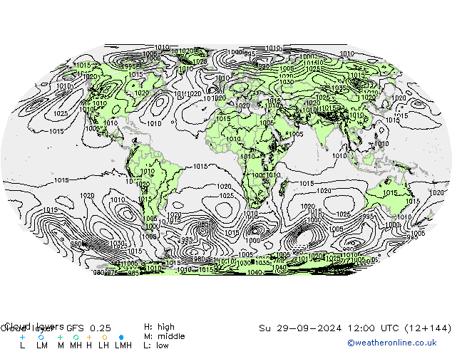 Cloud layer GFS 0.25 dom 29.09.2024 12 UTC