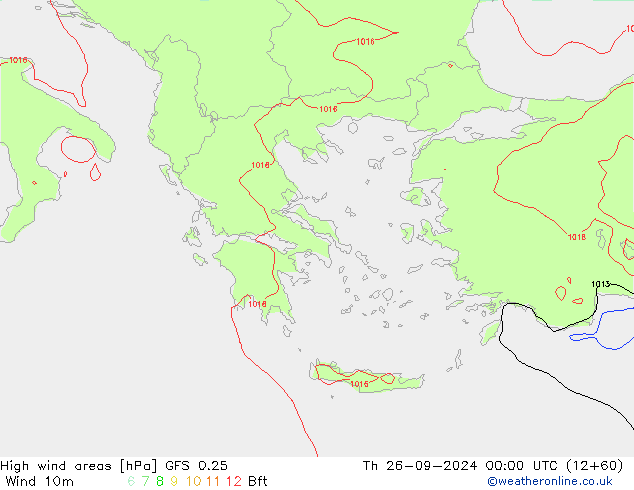 High wind areas GFS 0.25 Qui 26.09.2024 00 UTC