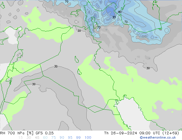 Humidité rel. 700 hPa GFS 0.25 jeu 26.09.2024 09 UTC