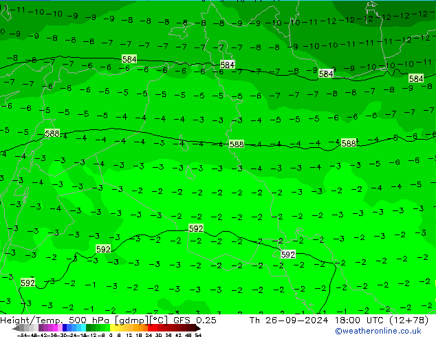 Z500/Rain (+SLP)/Z850 GFS 0.25 ��� 26.09.2024 18 UTC