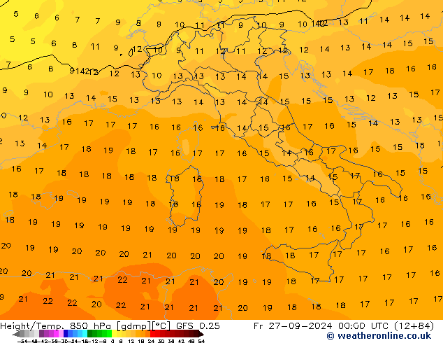 Z500/Rain (+SLP)/Z850 GFS 0.25  27.09.2024 00 UTC