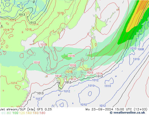 Courant-jet GFS 0.25 lun 23.09.2024 15 UTC