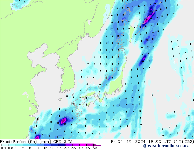 Z500/Rain (+SLP)/Z850 GFS 0.25 ven 04.10.2024 00 UTC