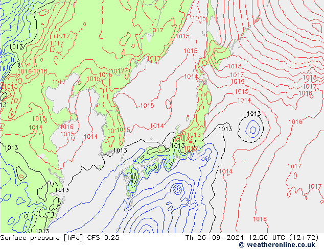 ciśnienie GFS 0.25 czw. 26.09.2024 12 UTC