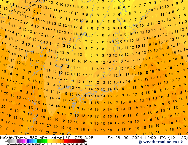 Z500/Rain (+SLP)/Z850 GFS 0.25 Sáb 28.09.2024 12 UTC