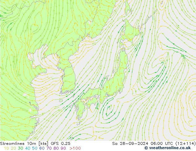 Rüzgar 10m GFS 0.25 Cts 28.09.2024 06 UTC