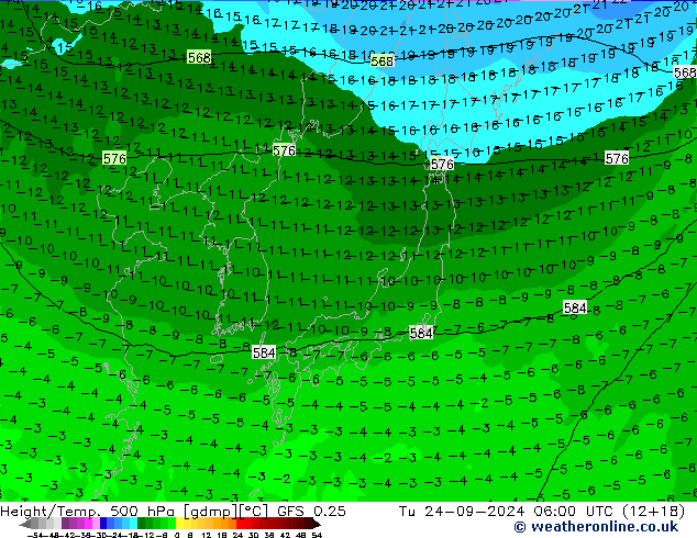 Height/Temp. 500 hPa GFS 0.25 Ter 24.09.2024 06 UTC