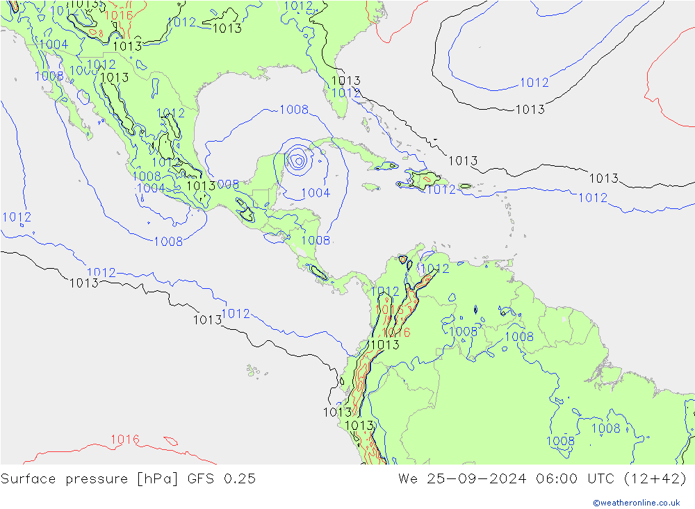 pressão do solo GFS 0.25 Qua 25.09.2024 06 UTC