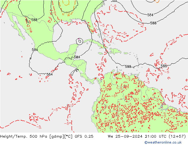 Z500/Rain (+SLP)/Z850 GFS 0.25 We 25.09.2024 21 UTC