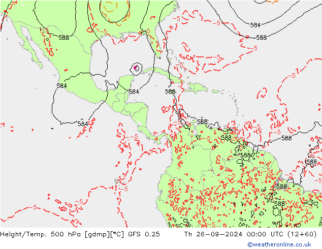 Z500/Rain (+SLP)/Z850 GFS 0.25 Th 26.09.2024 00 UTC