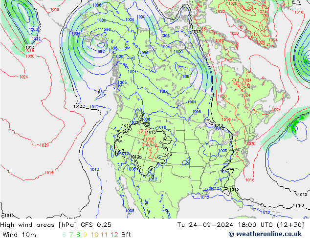 Windvelden GFS 0.25 di 24.09.2024 18 UTC