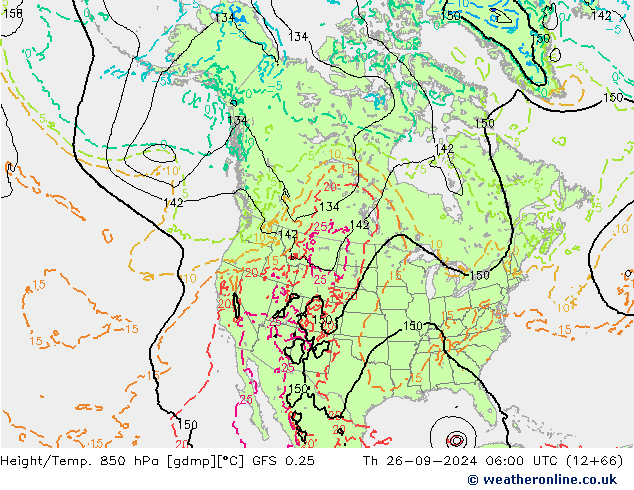 Z500/Rain (+SLP)/Z850 GFS 0.25 Qui 26.09.2024 06 UTC