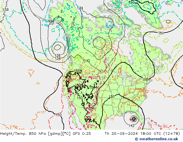 Géop./Temp. 850 hPa GFS 0.25 jeu 26.09.2024 18 UTC