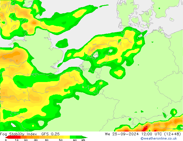 Fog Stability Index GFS 0.25 mer 25.09.2024 12 UTC