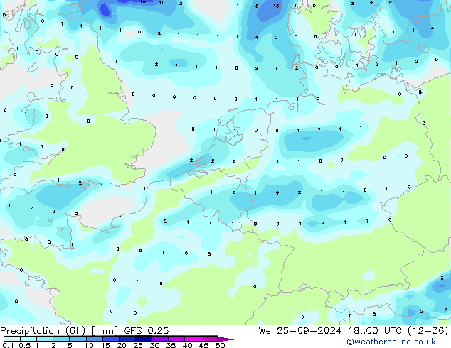 Z500/Rain (+SLP)/Z850 GFS 0.25 mer 25.09.2024 00 UTC