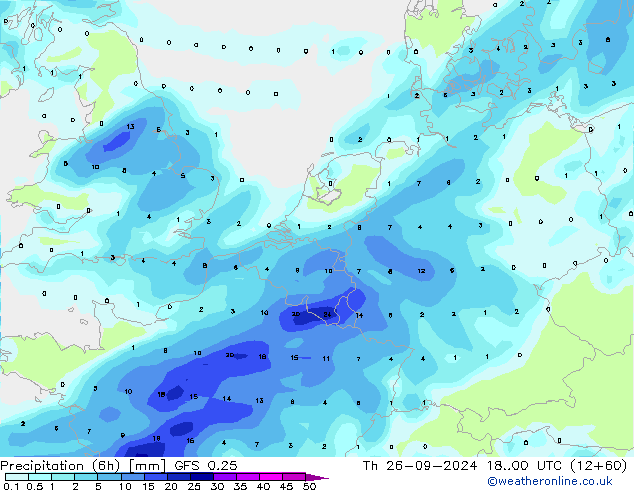 Z500/Yağmur (+YB)/Z850 GFS 0.25 Per 26.09.2024 00 UTC