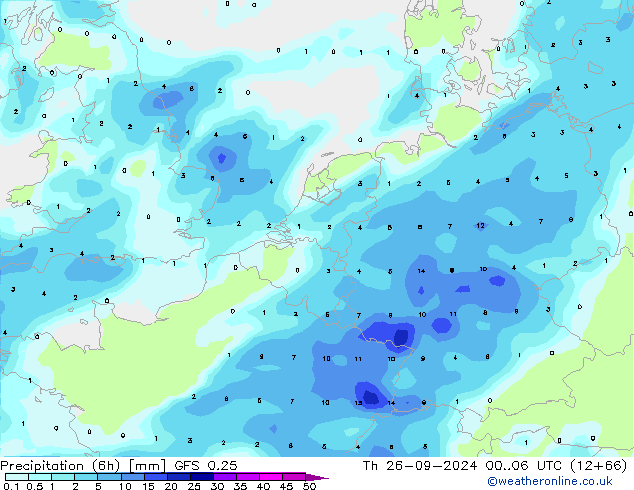 Z500/Rain (+SLP)/Z850 GFS 0.25 gio 26.09.2024 06 UTC