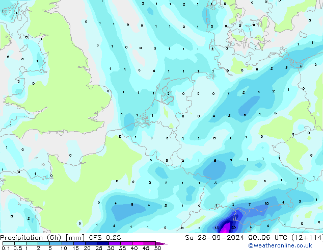 Z500/Rain (+SLP)/Z850 GFS 0.25 sab 28.09.2024 06 UTC