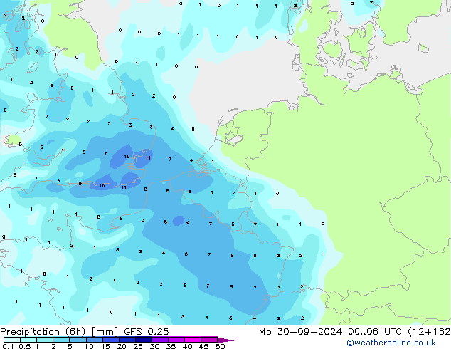 Z500/Rain (+SLP)/Z850 GFS 0.25 Po 30.09.2024 06 UTC