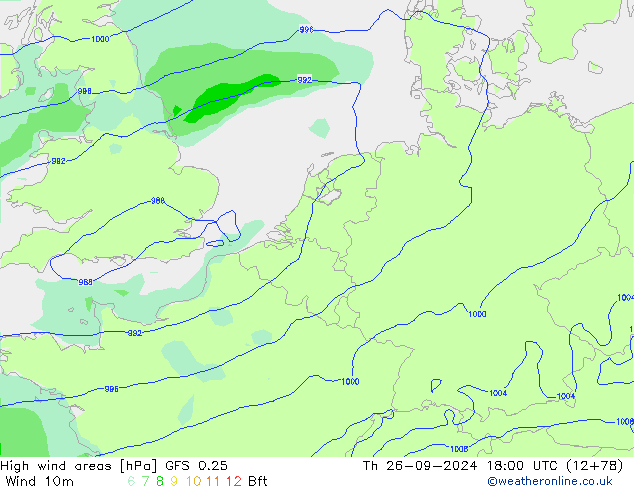 Sturmfelder GFS 0.25 Do 26.09.2024 18 UTC