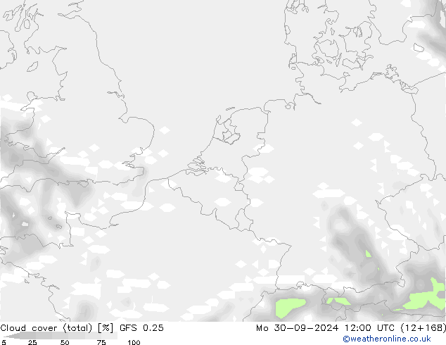 Nubi (totali) GFS 0.25 lun 30.09.2024 12 UTC