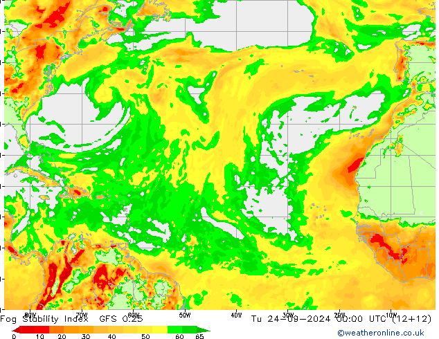 Fog Stability Index GFS 0.25  24.09.2024 00 UTC