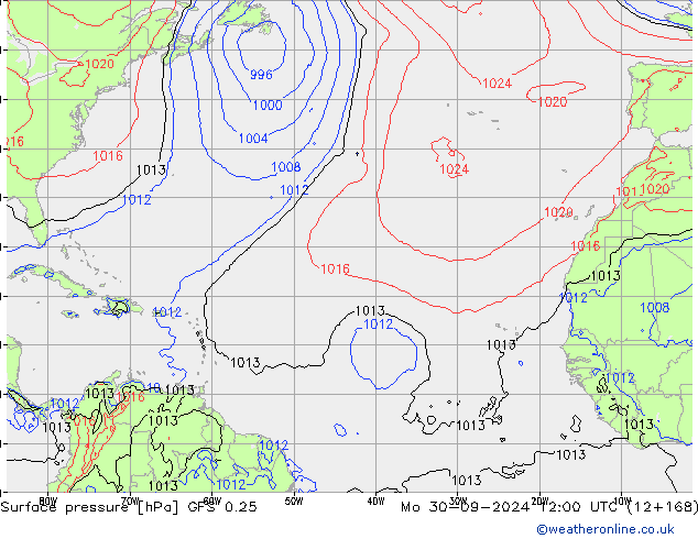 GFS 0.25: Pzt 30.09.2024 12 UTC