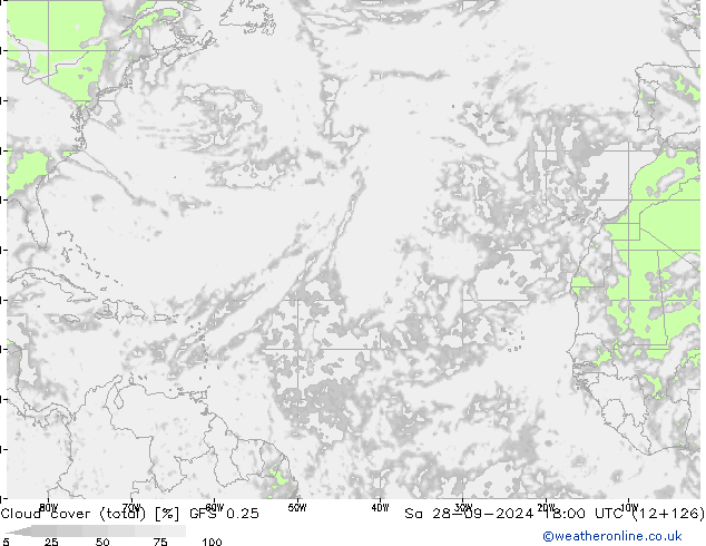 Nubes (total) GFS 0.25 sáb 28.09.2024 18 UTC