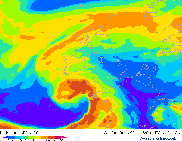 K-Index GFS 0.25 Ne 29.09.2024 18 UTC