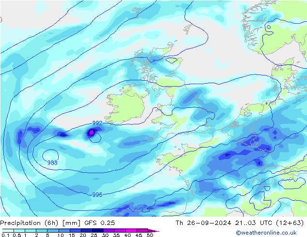 Z500/Rain (+SLP)/Z850 GFS 0.25 Th 26.09.2024 03 UTC