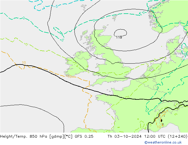 Z500/Rain (+SLP)/Z850 GFS 0.25 Th 03.10.2024 12 UTC