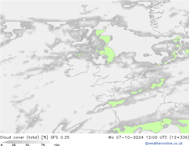 nuvens (total) GFS 0.25 Seg 07.10.2024 12 UTC