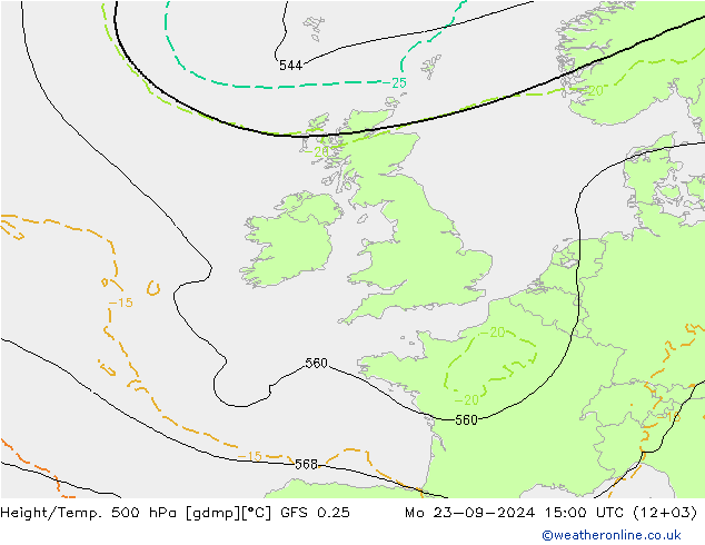 Z500/Rain (+SLP)/Z850 GFS 0.25 пн 23.09.2024 15 UTC