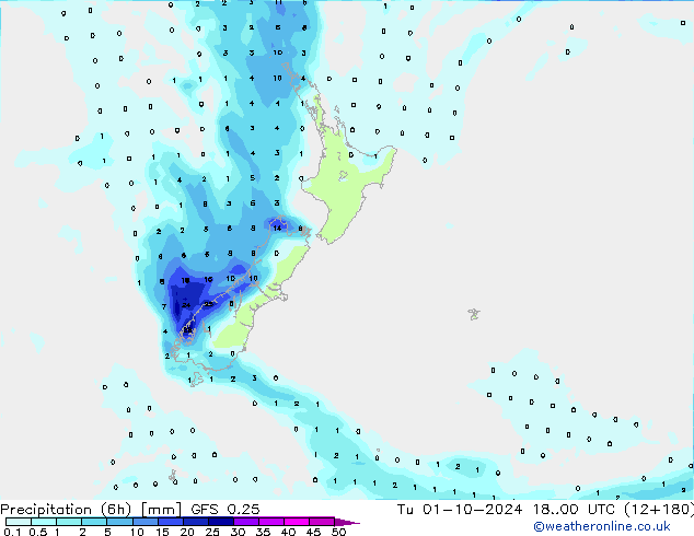 Z500/Regen(+SLP)/Z850 GFS 0.25 di 01.10.2024 00 UTC