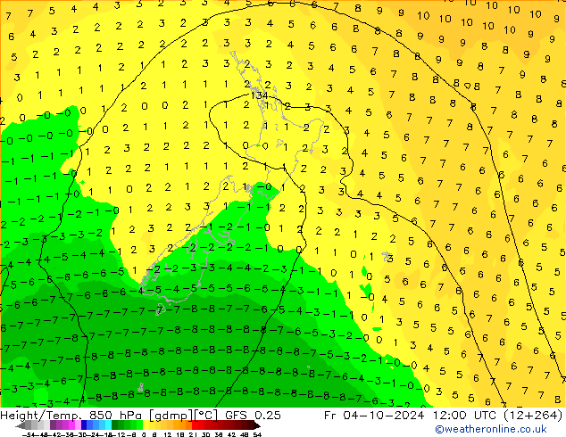 Z500/Rain (+SLP)/Z850 GFS 0.25 пт 04.10.2024 12 UTC