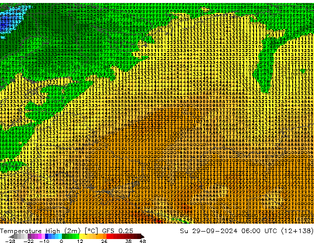 Темпер. макс 2т GFS 0.25 Вс 29.09.2024 06 UTC