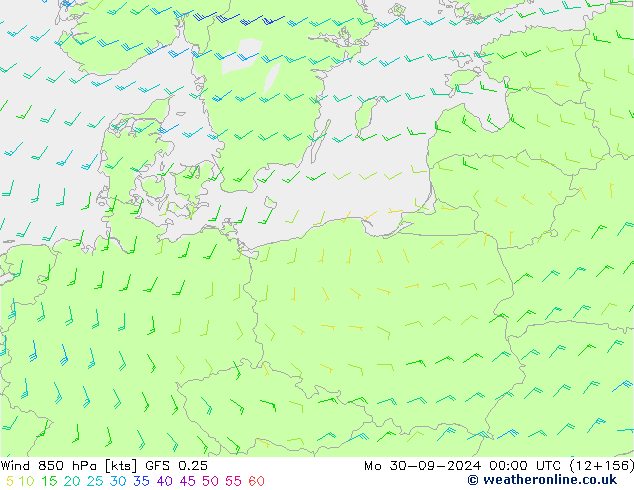 Wind 850 hPa GFS 0.25 ma 30.09.2024 00 UTC