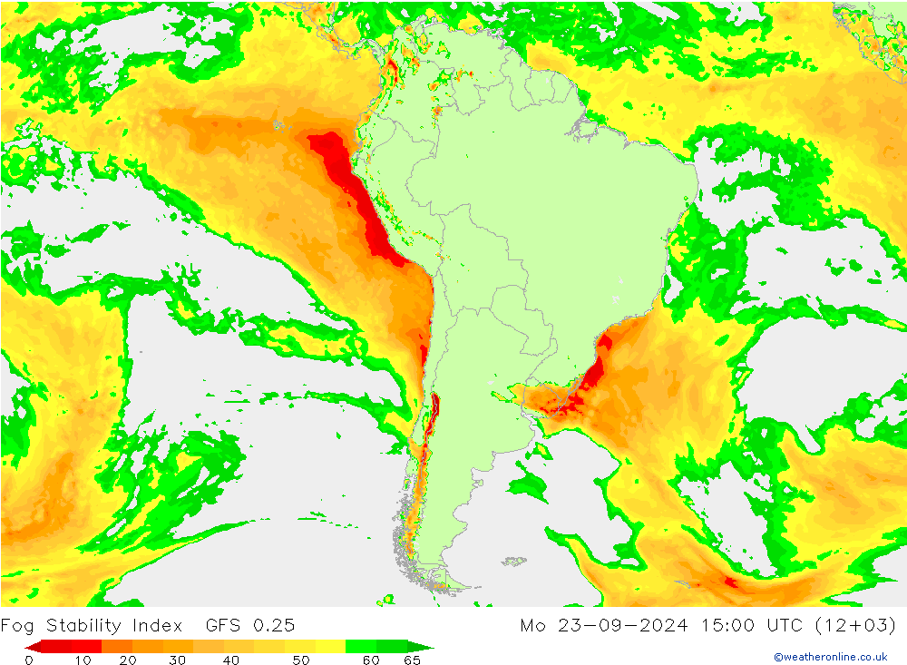 Fog Stability Index GFS 0.25 lun 23.09.2024 15 UTC