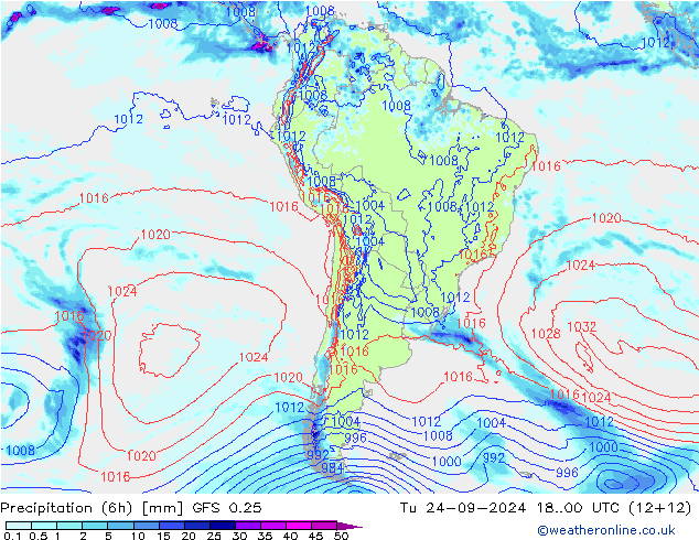 Z500/Rain (+SLP)/Z850 GFS 0.25 mar 24.09.2024 00 UTC