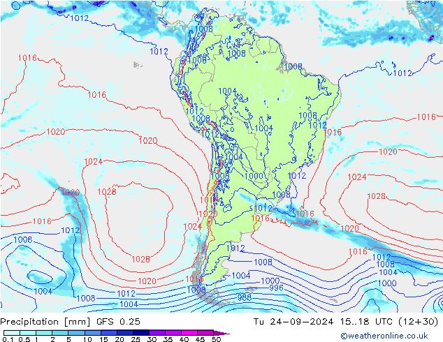 precipitação GFS 0.25 Ter 24.09.2024 18 UTC