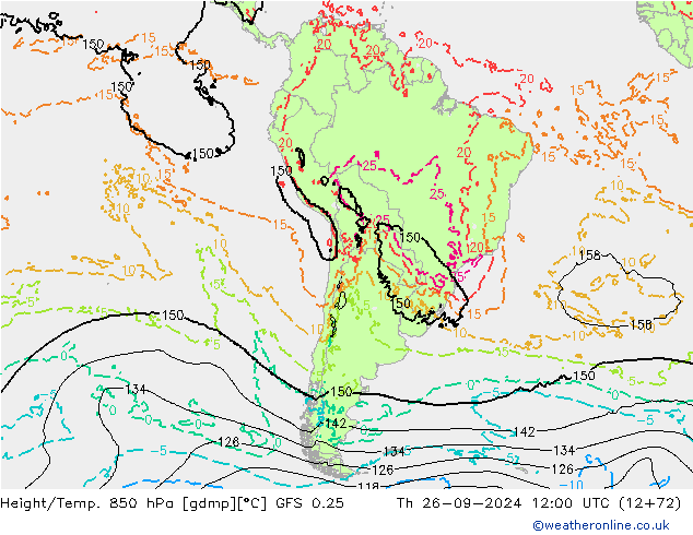 Z500/Rain (+SLP)/Z850 GFS 0.25 Th 26.09.2024 12 UTC